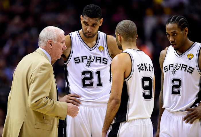 Tim Duncan Kawhi Leonard Tony Parker Gregg Popovich